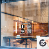 Autocollant Pour Fenêtre QR code blanc personnalisé | Connectez-vous sur In (Fenêtre de café)