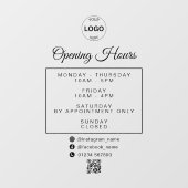 Autocollant Pour Fenêtre Qr Code Business Logo Horaires d'ouverture (Feuille)