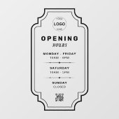 Autocollant Pour Fenêtre Qr Code Business Logo Horaires d'ouverture (Feuille)