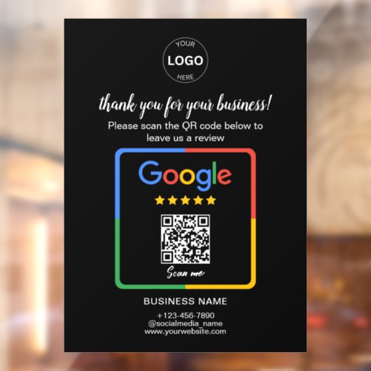 Autocollant Pour Fenêtre Qr Code Google Commentaires Logo d'entreprise (Feuille 2)