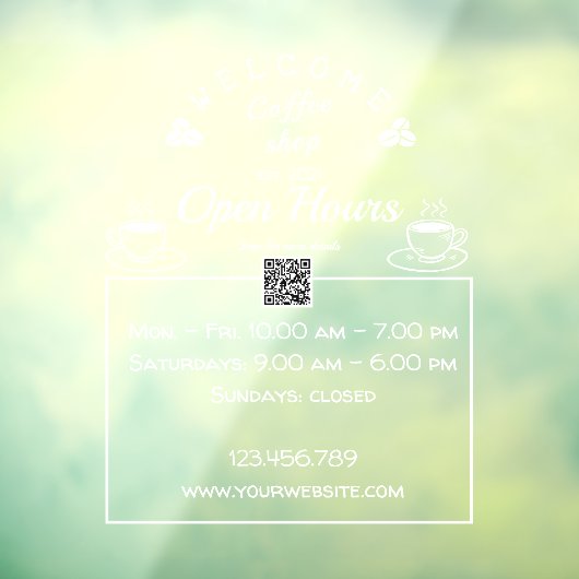 Autocollant Pour Fenêtre QR code heures d'ouverture café signe- clous de fe (Feuille 3)