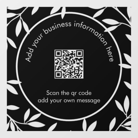 Autocollant Pour Fenêtre Qr code Moderne Wreath noir blanc fenêtre Clouage (Feuille)