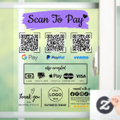 Autocollant Pour Fenêtre QR Code Scan pour payer Venmo Paypal Google Pay (Maison)