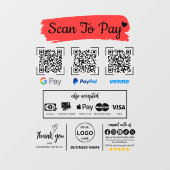 Autocollant Pour Fenêtre QR Code Scan pour payer Venmo Paypal Google Pay (Feuille)