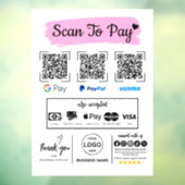 Autocollant Pour Fenêtre QR Code Scan pour payer Venmo Paypal Google Pay (Feuille 3)