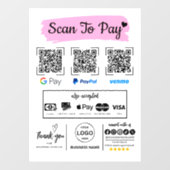 Autocollant Pour Fenêtre QR Code Scan pour payer Venmo Paypal Google Pay (Feuille)