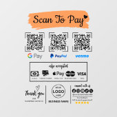 Autocollant Pour Fenêtre QR Code Scan pour payer Venmo Paypal Google Pay (Feuille)