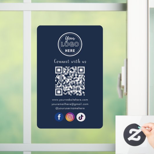 Autocollant Pour Fenêtre QR Code Se Connecter Aux Médias Sociaux Américains (Maison)