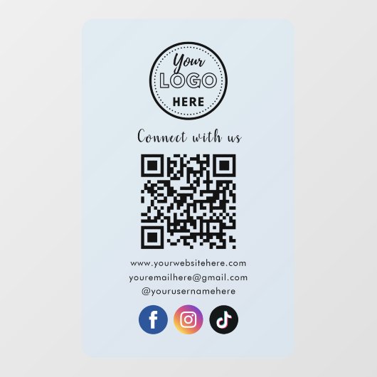 Autocollant Pour Fenêtre QR Code Se Connecter Avec Les Médias Sociaux Améri (Feuille)