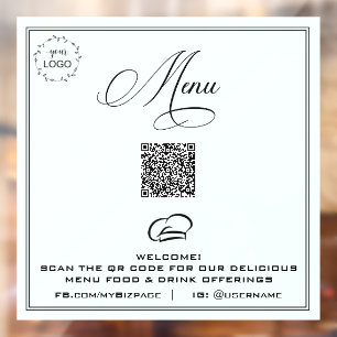 Autocollant Pour Fenêtre *~* QR CYAN Simple Minimal LOGO MENU Clôture de fe