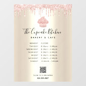 Autocollant Pour Fenêtre QR Menu Heures Cupcake rose Parties scintillant Bo (Feuille)
