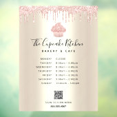 Autocollant Pour Fenêtre QR Menu Heures Cupcake rose Parties scintillant Bo (Feuille 3)