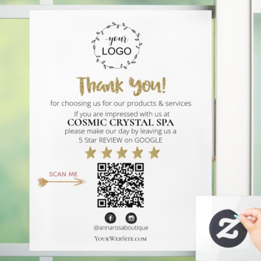 Autocollant Pour Fenêtre *~* QR Simple Révision Minimale Logo MERCI AP8 (Maison)