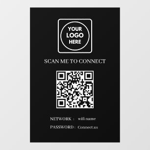 Autocollant Pour Fenêtre QR WiFi noir personnalisé Scannez pour connecter