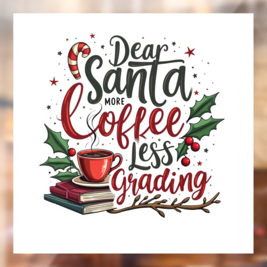 Autocollant Pour Fenêtre Raccoon portant le chapeau du Père Noël (Feuille 2)