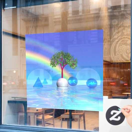 Autocollant Pour Fenêtre Rainbow Tree (Fenêtre de café)