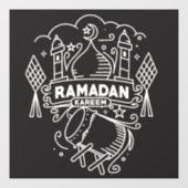 Autocollant Pour Fenêtre Ramadan moderne Kareem noir et blanc (Feuille)