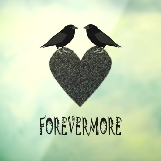 Autocollant Pour Fenêtre Ravens gothiques et Coeur noir (Feuille 3)