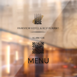 Autocollant Pour Fenêtre Rechercher le menu Code QR Code Business Logo Clôt