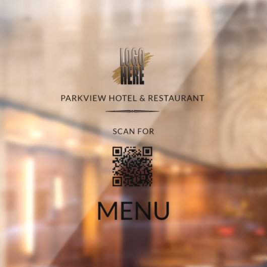 Autocollant Pour Fenêtre Rechercher le menu Code QR Code Business Logo Clôt (Feuille 2)