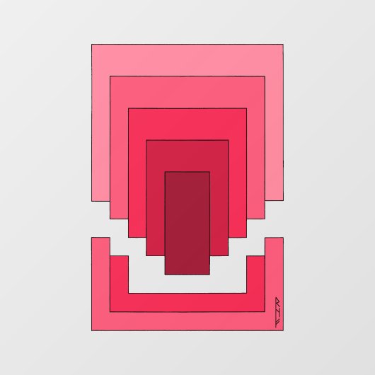 Autocollant Pour Fenêtre Rectangle Abstrait en rouge (Feuille)