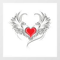 Red Angel Coeur avec ailes