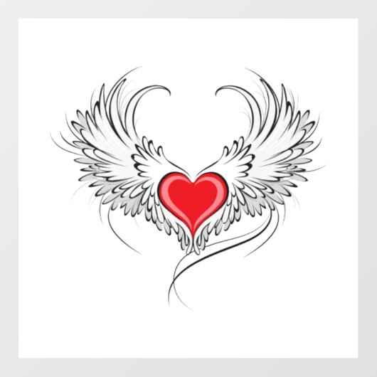 Autocollant Pour Fenêtre Red Angel Coeur avec ailes (Feuille)