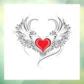 Autocollant Pour Fenêtre Red Angel Coeur avec ailes (Feuille 3)