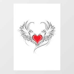 Autocollant Pour Fenêtre Red Angel Coeur avec ailes
