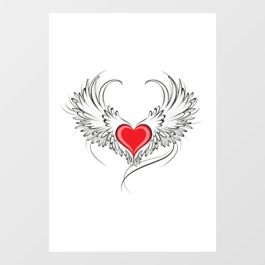 Autocollant Pour Fenêtre Red Angel Coeur avec ailes (Feuille)