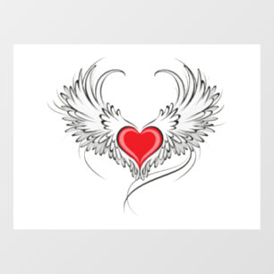 Autocollant Pour Fenêtre Red Angel Coeur avec ailes