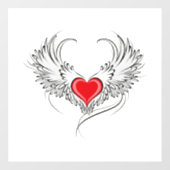 Autocollant Pour Fenêtre Red Angel Coeur avec ailes (Feuille)