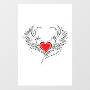 Autocollant Pour Fenêtre Red Angel Coeur avec ailes