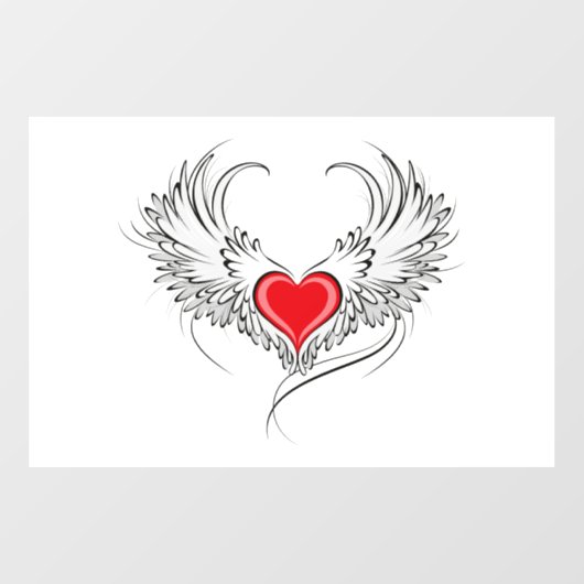 Autocollant Pour Fenêtre Red Angel Coeur avec ailes (Feuille)