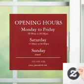 Autocollant Pour Fenêtre Red Business Opening Hours Sign | Window Cling (Maison)