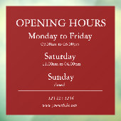 Autocollant Pour Fenêtre Red Business Opening Hours Sign | Window Cling (Feuille 3)