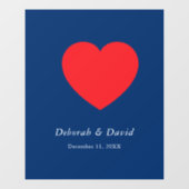 Autocollant Pour Fenêtre Red Heart Blue Modern Minimalist Wedding (Feuille)