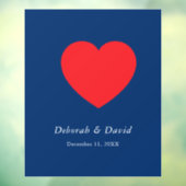 Autocollant Pour Fenêtre Red Heart Blue Modern Minimalist Wedding (Feuille 3)