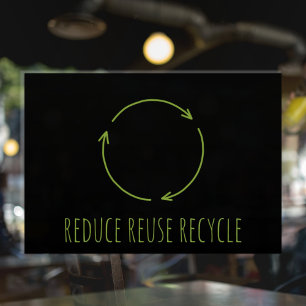 Autocollant Pour Fenêtre Réduire Réutiliser Recycler Nourriture Saine   Éco