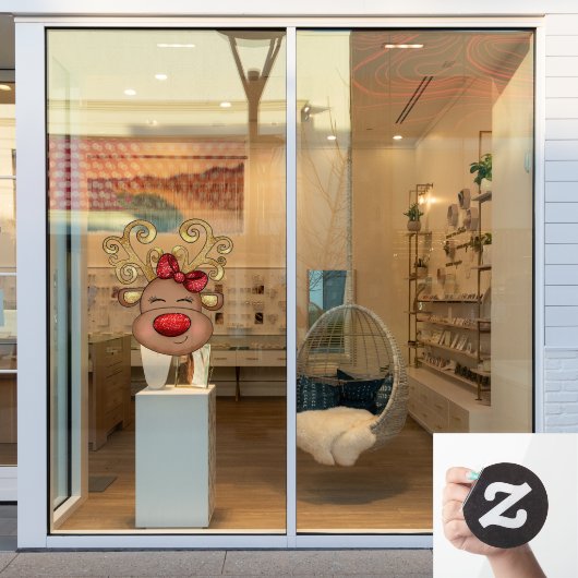Autocollant Pour Fenêtre Reindeder visage Noël boutique vitrine (Vitrine du magasin)
