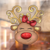Autocollant Pour Fenêtre Reindeder visage Noël boutique vitrine (Feuille 2)