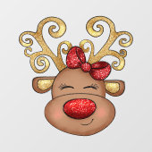 Autocollant Pour Fenêtre Reindeder visage Noël boutique vitrine (Feuille)