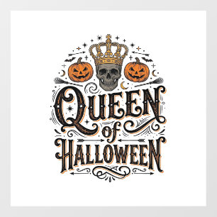 Autocollant Pour Fenêtre Reine de Halloween Vintage Crâne Chemise Citrouill