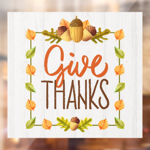 Autocollant Pour Fenêtre Remerciez Thanksgiving Window Cling