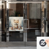 Autocollant Pour Fenêtre Renard de Noël (Porte de bureau)