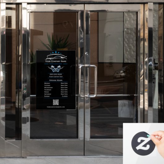 Autocollant Pour Fenêtre Réparation automobile professionnelle, heures d'ou (Porte de bureau)