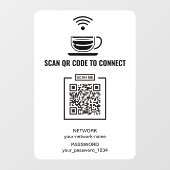 Autocollant Pour Fenêtre Réseau de code QR de café noir et blanc (Feuille)