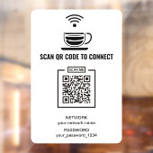 Autocollant Pour Fenêtre Réseau de code QR de café noir et blanc (Feuille 2)