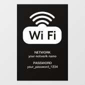Autocollant Pour Fenêtre Réseau WI-FI gratuit en noir et blanc Mot de passe (Feuille)