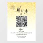 Autocollant Pour Fenêtre *~* Restaurant alimentaire QR + Menu LOGO Pailleté (Feuille)
